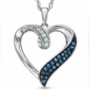 Zales blue and white diamond heart necklace